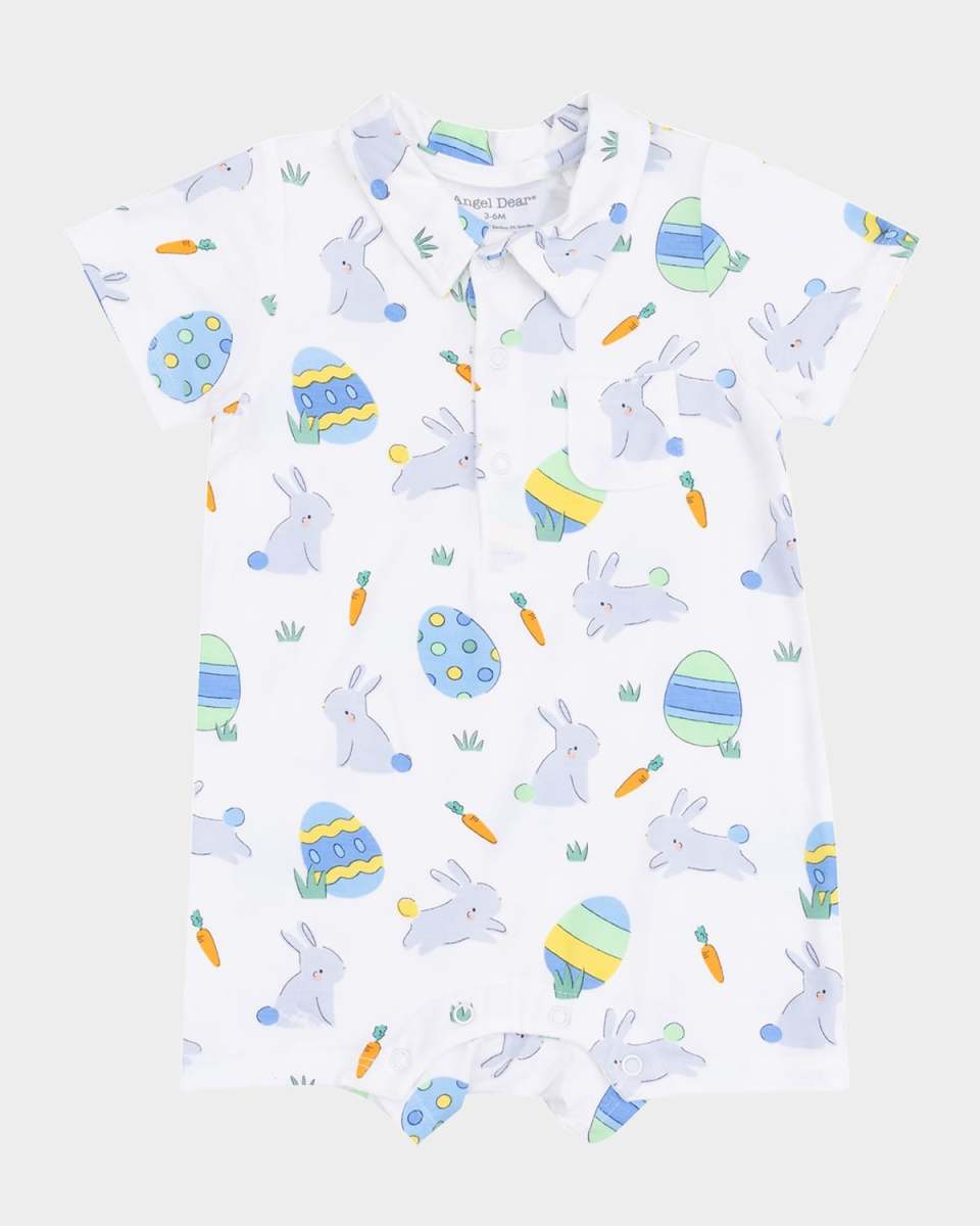 Boy's Easter Bunnies Polo Playsuit, Size 3M-24